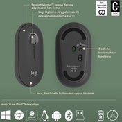 Resim LOGITECH Pebble 2 Combo, Grafit, 920-012245, Bluetooth, Türkçe, Q, Multimedya, Mini Klavye Mouse Set 