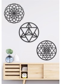 Resim Merkaba Torus Sri Yantra - Metal Dekor Set 