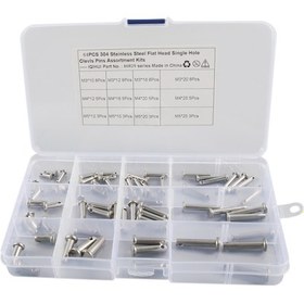 Resim A6829 64'ü 1 Arada 304 Paslanmaz Çelik Düz Kafa Tek Delikli Çatal Pimleri Çeşitleri Kiti 