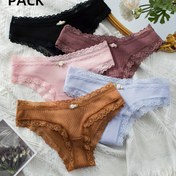 Resim 5 adet dantel ve dantelli Kadın üçgen pantolonu, basit, rahat, sevimli, fiyonklu, kadın iç çamaşırı, şık, hızlı kuruyan, dikişsiz iç çamaşırı, iç çamaşırı 