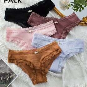 Resim 5 adet dantel ve dantelli Kadın üçgen pantolonu, basit, rahat, sevimli, fiyonklu, kadın iç çamaşırı, şık, hızlı kuruyan, dikişsiz iç çamaşırı, iç çamaşırı 