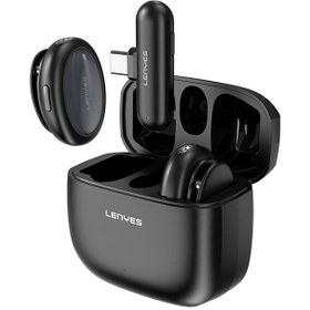 Resim Lenyes LM211-TC Yapay Zeka Destekli Type-C Portlu Kablosuz Yaka Mikrofonu - Siyah 