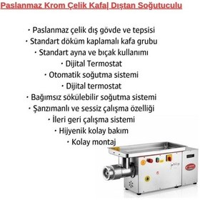 Resim Çağdaş No 32 Dıştan Soğutmalı Paslanmaz Kıyma Makinesi 220v 