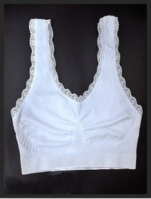 Resim Relaxfit Seamless Seamless Dikişsiz Dantelli Tek Katlı Rahat Beyaz Spor Sütyeni 