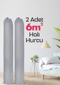 Resim Halı Hurcu, Halı Kılıfı, Koruyucu Kılıf, Halı Kilim Organizeri (Gri, 6m² Halı Hurcu) 