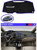 Resim Torpido Koruma Halısı Siyah Kenar Renk Mavi Honda Civic Fd6 2006-2010 İle Uyumlu 