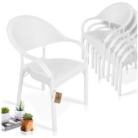 Resim Bahex Bambu 6lı Set Rattan Bahçe Sandalye 6ad Koltuk Beyaz 