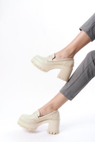 Resim Preshley Kadın Femi Krem Cilt 8 cm Topuklu Platformlu Ayakkabı 