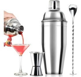 Resim Mediterian 3 Parça Kokteyl Shaker Seti, Şık ve Kullanışlı, Eğlenceye Uygun 