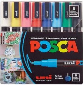 Resim Uni Posca 3M Boyama Markörü Ana Renkler 8'li Set 