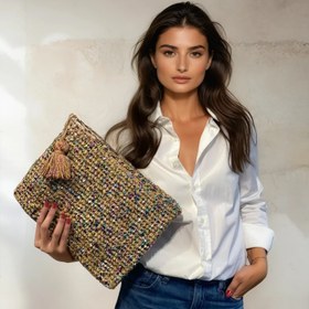 Resim Metallic Clutch - Pudra Pembe 