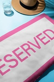 Resim Dijital Baskı Plaj Deniz Havlusu Reserved Desenli Peştamal HVL0010 