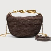 Resim 2025 Yaz Kadınlar İçin Çıkarılabilir Zincir Askılı ve Altın Tonlu Metal Tokalı Dokuma El Çantası - Mini Crossbody Çanta, Fermuarlı Kapatma, Bilek Kayışı, Yağ Kenar Süslemeli, Turuncu-Kırmızı/Siyah, Günlük ve Resmi Kullanım için Çok Yönlü 