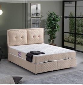 Resim Setaymobilya Baza, Vectra Çift Kişilik Baza + Başlık + Deluxe Yatak, Bej 