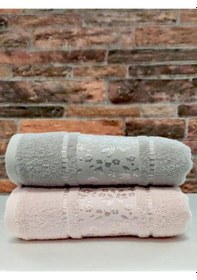 Resim Camellia Havlu 2 Adet 50x80 El Yüz Havlusu Pembe Gri Beyaz 