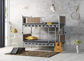 Resim ARGİMO Ranza Elegan Genç Çocuk Yatak Odası Metal Ahşap Ranza (90 x 200) 