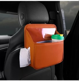 Resim Xuweiwei A-brown 2si1 Araç Çöp Ve Mendil Kutusu Dönüştürülebilir Yumuşak Astarlı Döküm Deri Koltuk Arkası Organizer 