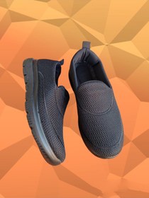 Resim ALAABO unisex siyah bağcıksız hafif taban fileli yazlık spor ayakkabı sneaker 