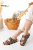 Resim mirvella unisex çift tokalı terlik konforlu ev dışarı & terliği 