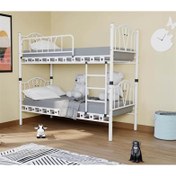 Resim Reyo Orkide Genç Çocuk Odası Metal Beyaz Ranza ve Karyola 90x190 