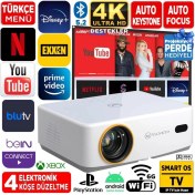 Resim Yüksek Çözünürlüklü 4K Projeksiyon Cihazı, Otomatik Odak ve Keystone, Wifi 6, Taşınabilir 