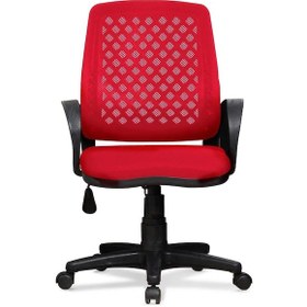 Resim Ev Ve Ofis Çalışma Sandalyesi Bilgisayar Ve Sekreter Koltuğu Petek Model Kırmızı 