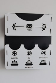 Resim AHWALL Apartman Ortak Fatura & Posta Kutusu Ahşap - Beyaz 