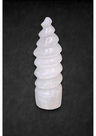 Resim Beyaz Selenit Dekoratif Kule 15 Cm Burgulu 