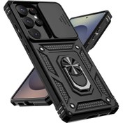 Resim S25 Ultra, S24 Ultra ve S23 ile uyumlu, metal bir standa sahip, şok geçirmez telefon kılıfı 