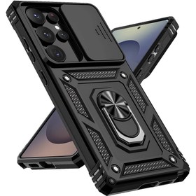 Resim S25 Ultra, S24 Ultra ve S23 ile uyumlu, metal bir standa sahip, şok geçirmez telefon kılıfı 