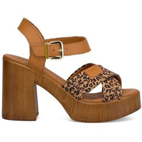 Resim Elit Dke-31 S-472 Kadın Hakiki Deri Topuklu Sandalet Taba Taba 