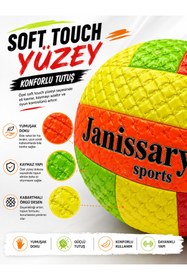 Resim Janissary Neon Soft Touch Voleybol Topu + Pompa Dahil Karışık Renk Profesyonel Dikişli Voleybol Set 
