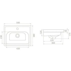 Resim Turkuaz Seramik Cerastyle Frame 50 x 38 CM Etajer Uyumlu Damlalıklı Lavabo 