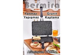 Resim Bermira Home Collection Bermira 25x18 cm Granit Döküm Tost Makinesi Alüminyum Malzeme ile Yapışmaz ve Dayanıklı 