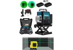 Resim Branzeg 12 Yönlü 360 Derece Yeşil Lazer Terazi Metre Çift Batarya Ayaklık Tripot Kumandalı Hediyeli 