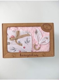 Resim Nohut Desenli%100 Pamuklu Çift Katlı Bebek Battaniyesi - 85x85 cm Kız/Erkek Kundak & Mevsimlik Örtü Pembe 
