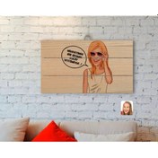 Resim Kişiye Özel Kadın Kolay Yetişmiyor Karikatürlü Otantik Ahşap Pale (481500778) 3A Mobilya
