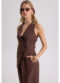Resim Mai Collection Mai Studios Co. Nagmetah Sırt Pencereli Yelek Pantolon Takım - Kahve Kahve 