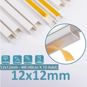 Resim 4 Metre (12X12MM) Kendinden Yapışkanlı Kablo Kanalı | 4m (10 Adet x 40CM) Kablo Gizleyici 