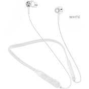 Resim G03 Beyaz Bluetooth Kulaklık Kablosuz Kulaklık Bluetooth Kulaklık Spor Asılı Boyun Tozluk Mic İle Android İphone Xiaomi Onur 