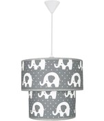 Resim ŞENAY AYDINLATMA Çocuk Odası Ikili Silindir Kumaş Avize Sarkıt-gri Fil 