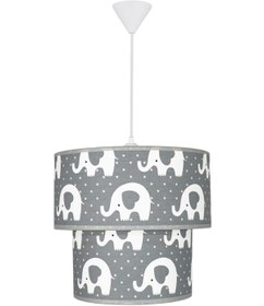 Resim ŞENAY AYDINLATMA Çocuk Odası Ikili Silindir Kumaş Avize Sarkıt-gri Fil 