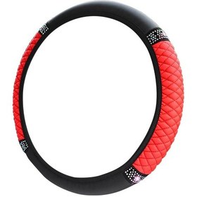 Resim Evrensel Araba Direksiyon Simidi Kılıfı, İç Halkası Olmayan İşlemeli Deri Araba Direksiyon Simidi Kılıfı, 38 Cm, Nefes Alabilir Kaymaz Deri, Direksiyon Simidi Diğer 