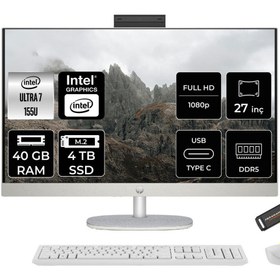 Resim HP 27-CR1021NT Ultra 7 155U 40GB DDR5 4TB SSD Intel Graphics 27" FHD FDOS Beyaz All in One & PER4 