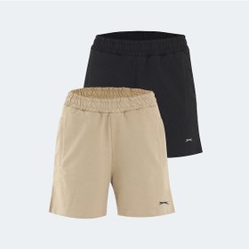 Resim Slazenger RAMLAH 2 li Set Kadın Cepli Siyah - Bej Şort 