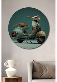 Resim Steampunk Vosvos Motor Tasarım Ahşap Dekoratif Tablo Yuvarlak Duvar Tablosu 4.098 - 45 X 45 