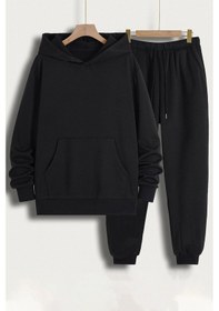 Resim Unisex Live İn The Moment Baskılı Eşofman Takımı Siyah 