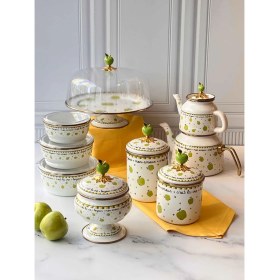 Resim Rossev Green Apple Emaye Mutfak Seti 8 Parça 