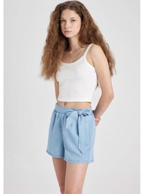Resim DeFacto Yüksek Bel Tensel Şort B5804AX24SMNM39 Mavi 