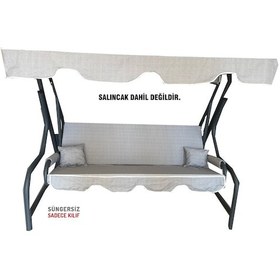 Resim 3 Kişilik Salıncak Minderi Süngersiz Kılıfı Gri Bahçe Minderi (547461472) 
